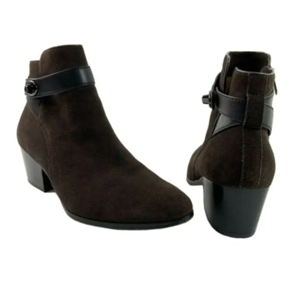 Coach Suede Signature Coach Lock Harness Block Heel 8.5